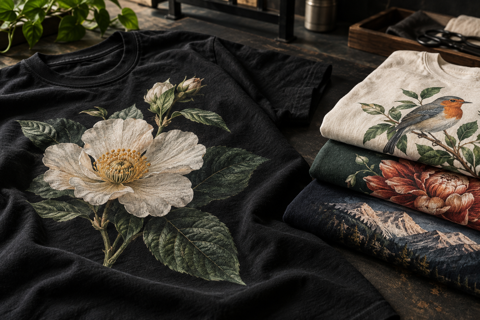 T-shirts claras e escuras com impressão direta de elevada definição